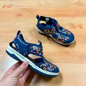 Lands End Navy Blue & Multicolor Heart Graphic Ester Sandals Girls 13